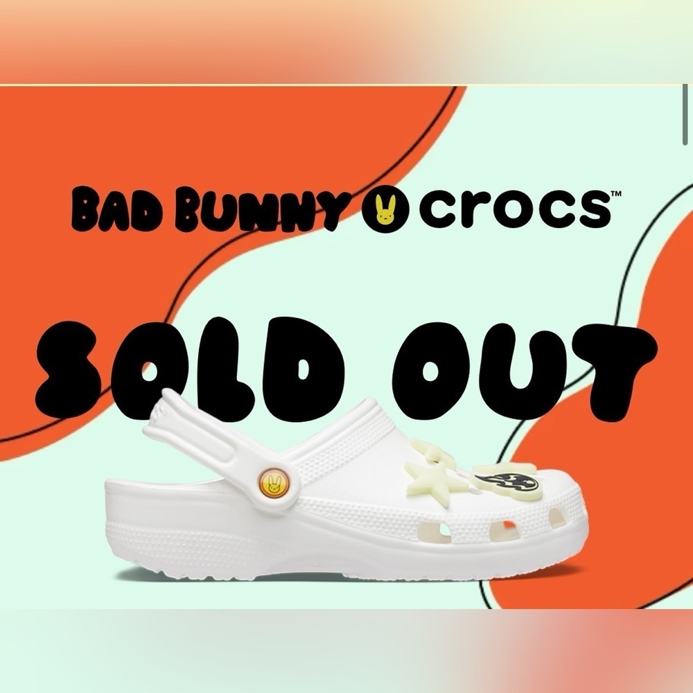 Bad Bunny X Crocs Clogs White Special Edition Glow in the Dark Mens 6/Womens 8